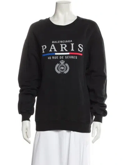 Pre-owned Balenciaga Graphic Print Crew Neck Sweatshirt In Black