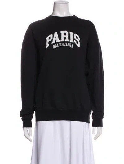 Pre-owned Balenciaga Graphic Print Crew Neck Sweatshirt In Black