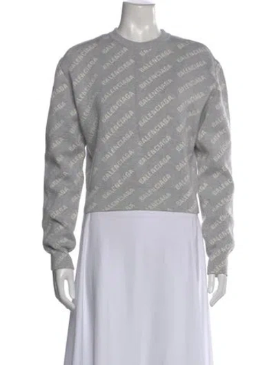 Pre-owned Balenciaga Graphic Print Crew Neck Sweatshirt In Gray