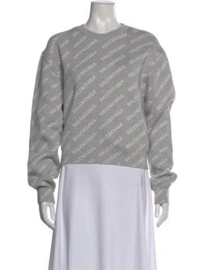 Pre-owned Balenciaga Graphic Print Crew Neck Sweatshirt In Gray