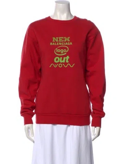 Pre-owned Balenciaga Graphic Print Crew Neck Sweatshirt In Red