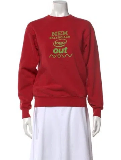 Pre-owned Balenciaga Graphic Print Crew Neck Sweatshirt In Red