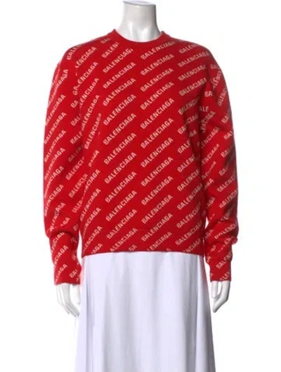 Pre-owned Balenciaga Graphic Print Crew Neck Sweatshirt In Red