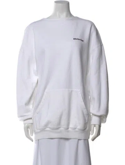 Pre-owned Balenciaga Graphic Print Crew Neck Sweatshirt In White