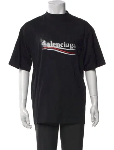 Pre-owned Balenciaga Graphic Print Crew Neck T-shirt In Black