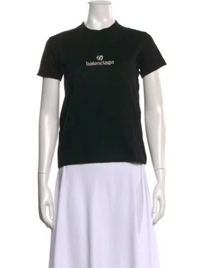 Pre-owned Balenciaga Graphic Print Crew Neck T-shirt In Black