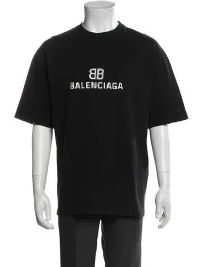 Pre-owned Balenciaga Graphic Print Crew Neck T-shirt In Black