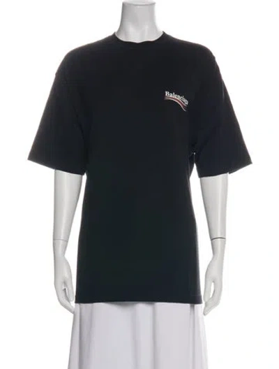 Pre-owned Balenciaga Graphic Print Crew Neck T-shirt In Black