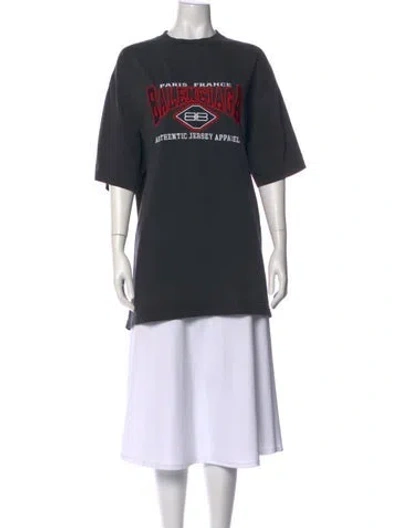 Pre-owned Balenciaga Graphic Print Crew Neck T-shirt In Gray