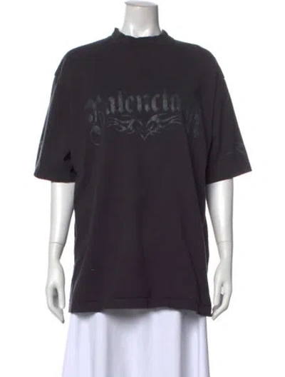 Pre-owned Balenciaga Graphic Print Crew Neck T-shirt In Gray