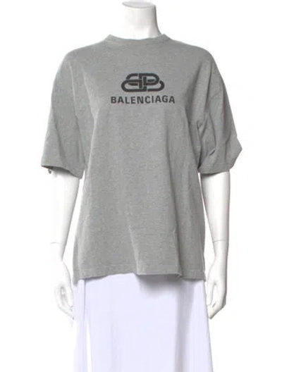 Pre-owned Balenciaga Graphic Print Crew Neck T-shirt In Gray