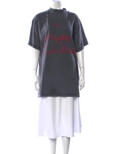 Pre-owned Balenciaga Graphic Print Crew Neck T-shirt In Gray