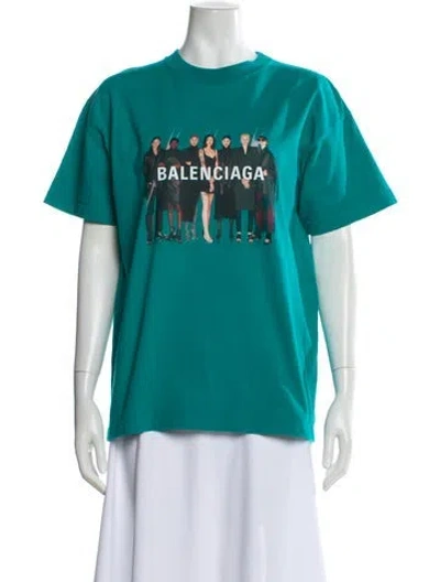 Pre-owned Balenciaga Graphic Print Crew Neck T-shirt In Green