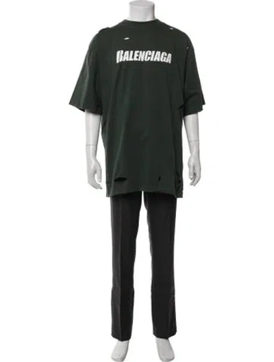 Pre-owned Balenciaga Graphic Print Crew Neck T-shirt In Green