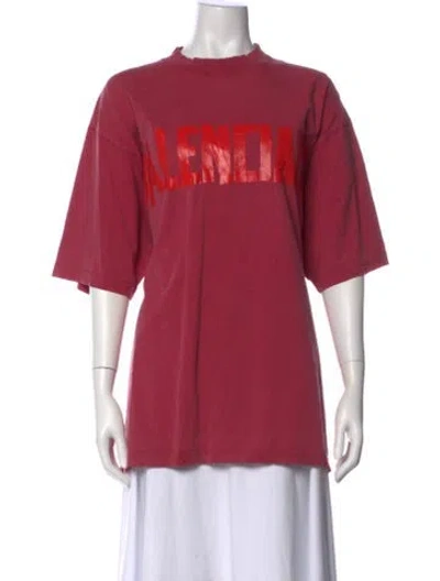 Pre-owned Balenciaga Graphic Print Crew Neck T-shirt In Pink