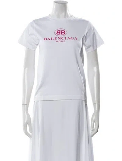 Pre-owned Balenciaga Graphic Print Crew Neck T-shirt In White