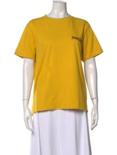 Pre-owned Balenciaga Graphic Print Crew Neck T-shirt In Yellow