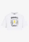 Balenciaga Cotton Salon De Couture Cropped T-shirt In White