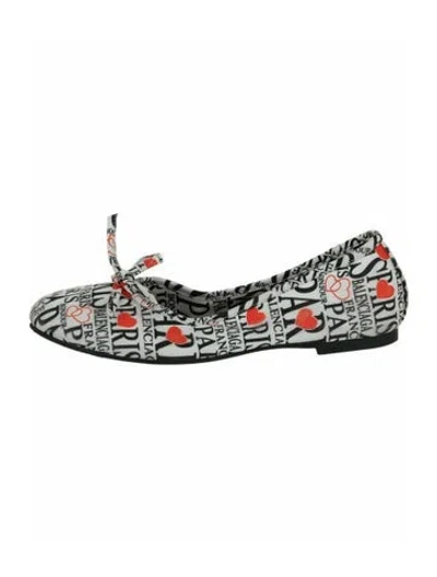Pre-owned Balenciaga Graphic Print Flats W/ Tags In White