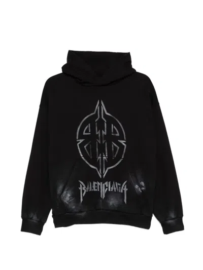 Pre-owned Balenciaga Graphic-print Hoodie In Black