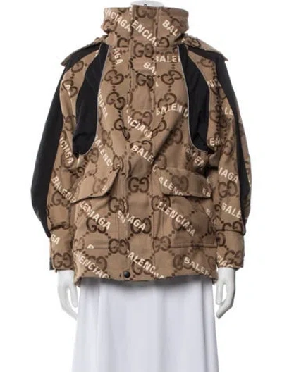 Pre-owned Balenciaga Graphic Print Jacket In Brown