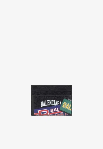 Balenciaga Graphic Print Leather Cardholder In Multicolor