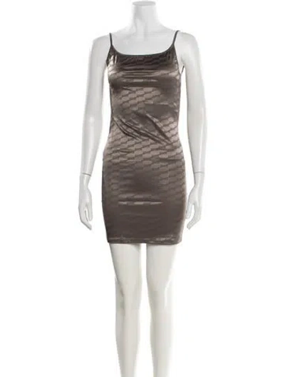 Pre-owned Balenciaga Graphic Print Mini Dress W/ Tags In Brown