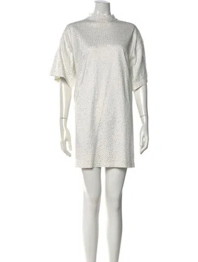 Pre-owned Balenciaga Graphic Print Mini Dress In White