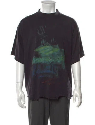 Pre-owned Balenciaga Graphic Print Mock Neck T-shirt W/ Tags In Black