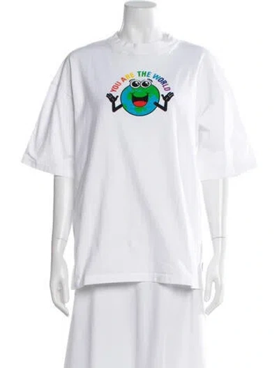 Pre-owned Balenciaga Graphic Print Mock Neck T-shirt In White