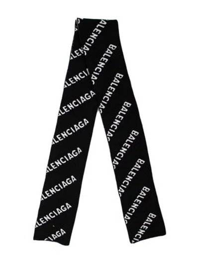 Pre-owned Balenciaga Graphic Print Scarf In Black/white