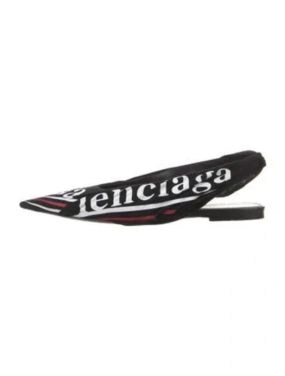 Pre-owned Balenciaga Graphic Print Slingback Flats In Black/white