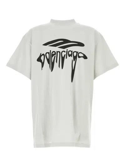 Balenciaga Grey 3b Liquefied Oversized T-shirt In White