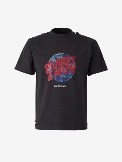 Balenciaga Graphic Print T-shirt In Antracite Grey