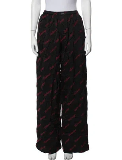 Pre-owned Balenciaga Graphic Print Wide Leg Pants In Black