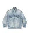 Balenciaga Graphic Printed Denim Jacket In Blue