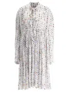 Balenciaga Thumbnail Print Oversize Technical Satin Long Sleeve Midi Dress In White