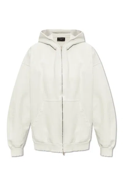 Balenciaga Zipped Long-sleeve Hoodie In White