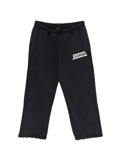 Balenciaga Graphic Track Pants In Black