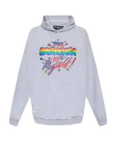 Balenciaga Graphic Wide-fit Hoodie In Gray