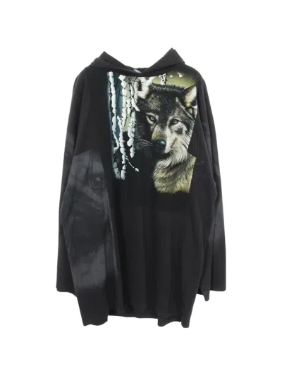 Pre-owned Balenciaga Graphic-print Hoodie In Black