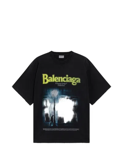 Balenciaga The Address Distressed Cotton Jersey Graphic T-shirt In Multi