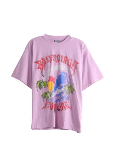 Balenciaga Graphic-print Oversized T-shirt In Brown