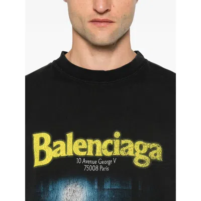 Balenciaga Graphic-print Washed T-shirt In Black