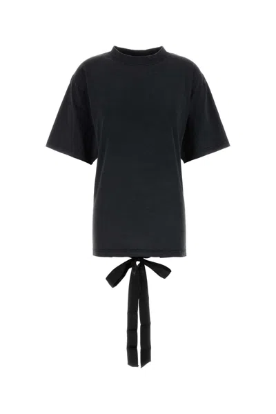 Balenciaga Lace Up Back Bow Detail T-shirt In Black