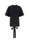 Balenciaga Lace Up Back Bow Detail T-shirt In Faded Washed Black