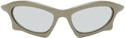 Balenciaga Gray Bat Rectangle Sunglasses In 002 Ruthenium