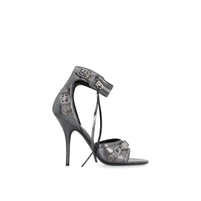 Balenciaga Gray Calfskin Stiletto Heel Women's Sandals