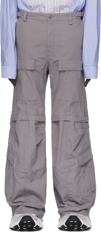 Balenciaga Flared Cotton Cargo Pants In  Grey