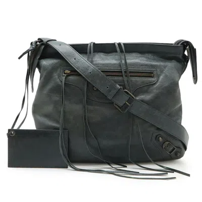 Pre-owned Balenciaga Gray Green Leather Shoulder Bag ()